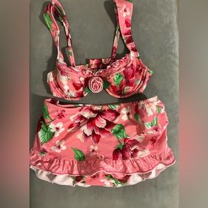 SALE!!Betsey Johnson Malibu Tropic Pink Underwire Wide Strap Bikini